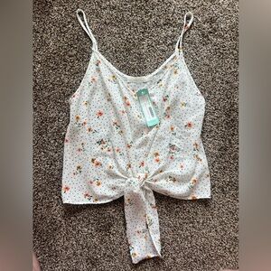 Lush Floral Dot Tie-Front Cami Top